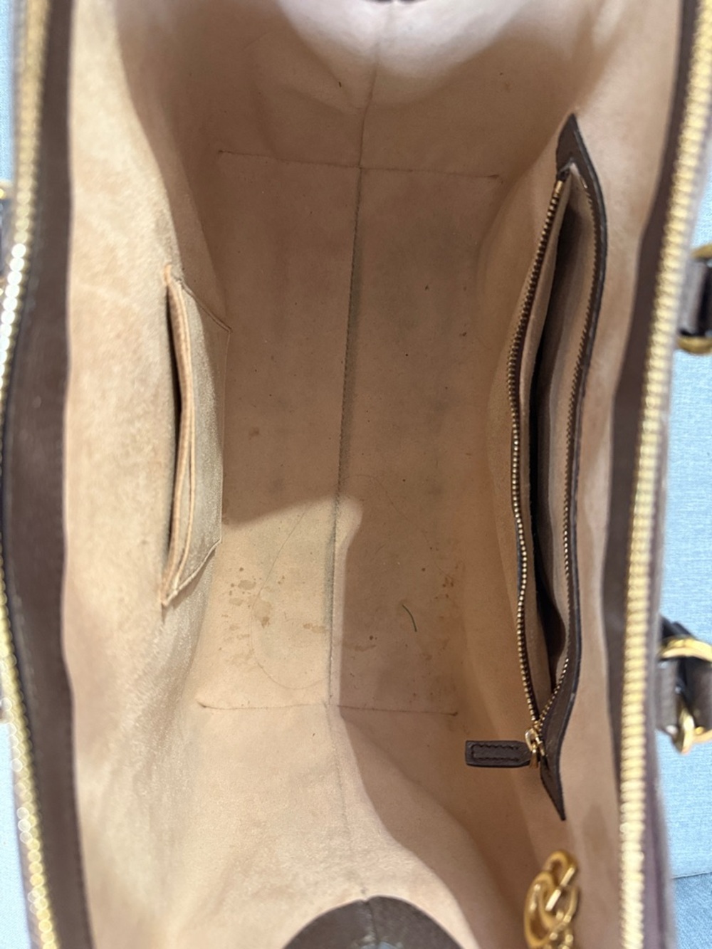 Gucci Brown GG Supreme Medium Canvas Tote with Green-Red Stripe - Picture 10 of 16